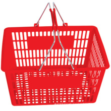 Hot product Rolling shopping basket with wheels One Handle Plastic Basket Two Wheels Supermarket Basket